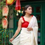 red handloom cotton blouse